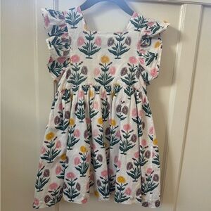 Pink Chicken Floral Dress - Pink, Yellow, Purple Green